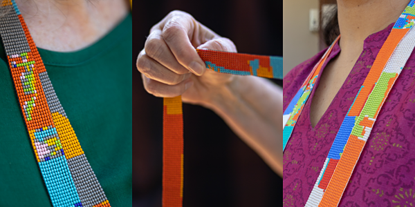 The beadwork featured on the cover of Nature was inspired by visualisations of population mixture in the individuals from this study.